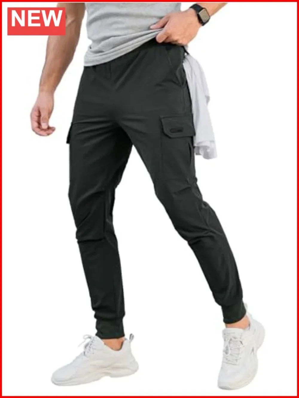 Cargo Jogger Pants Stretch Sweatpants Slim Fit Tactical Pants with Zipper